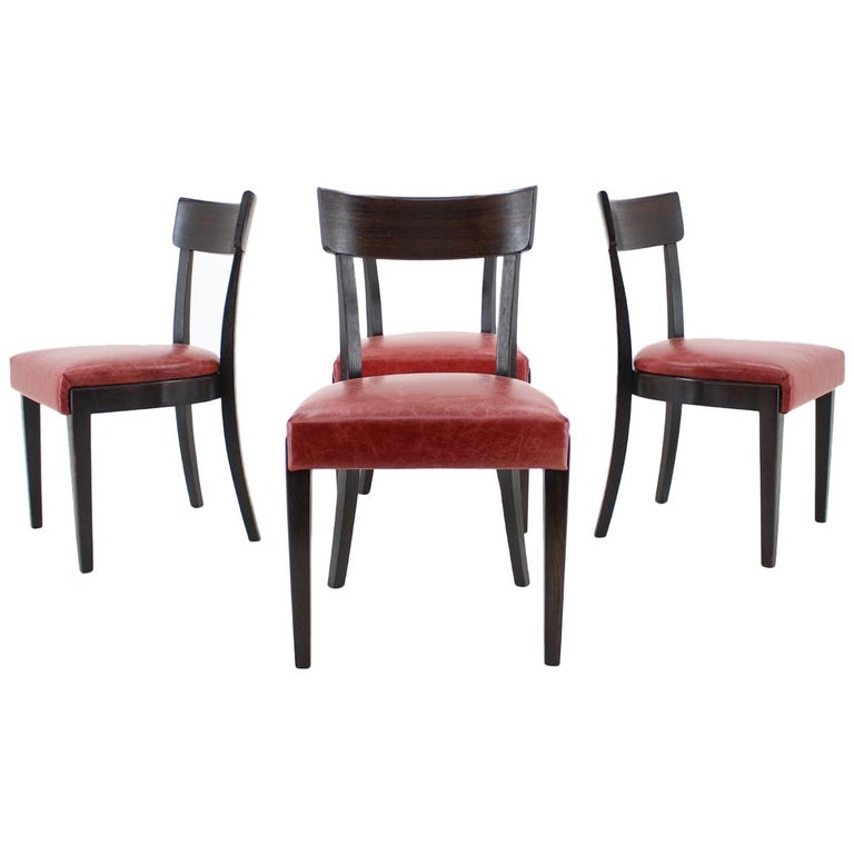 1950s Red Leather Dining Chairs For Up, Red Leather Kitchen Table Chairs
