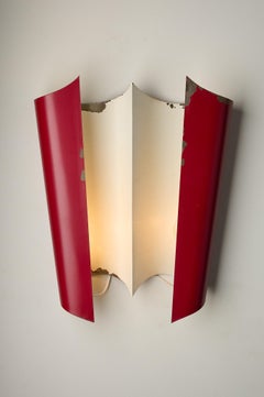 1950s Red Metal Wall Sconce by Bruno Gatta for Stilnovo