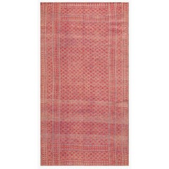 1950s Red Mid Century Modern Geometric Cotton Vintage Ziloo Knotted Rug