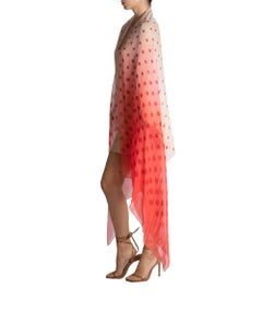 1950S Red & Pink Silk Polka Dot Scarf