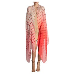 Foulard à pois en soie rouge et rose des années 1950