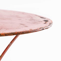 1950's Red Round French Metal Garden Dining Table