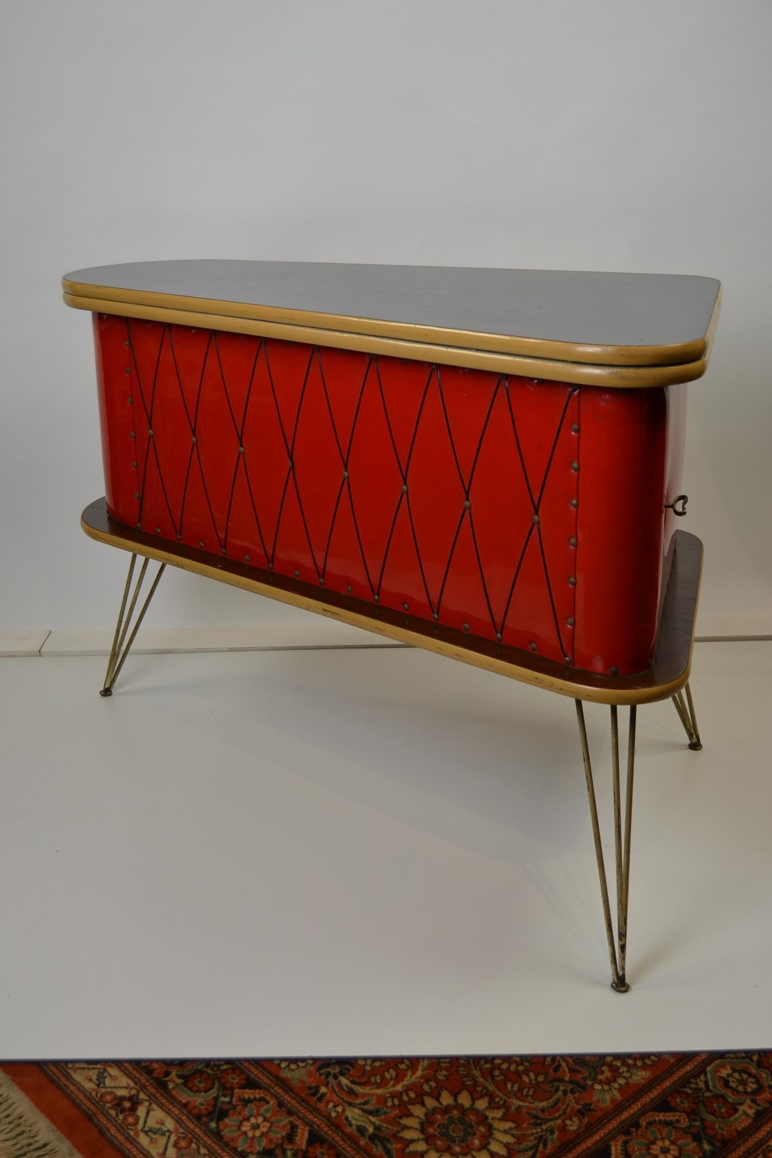 1950s Red Storage Cabinet, Home Bar 3