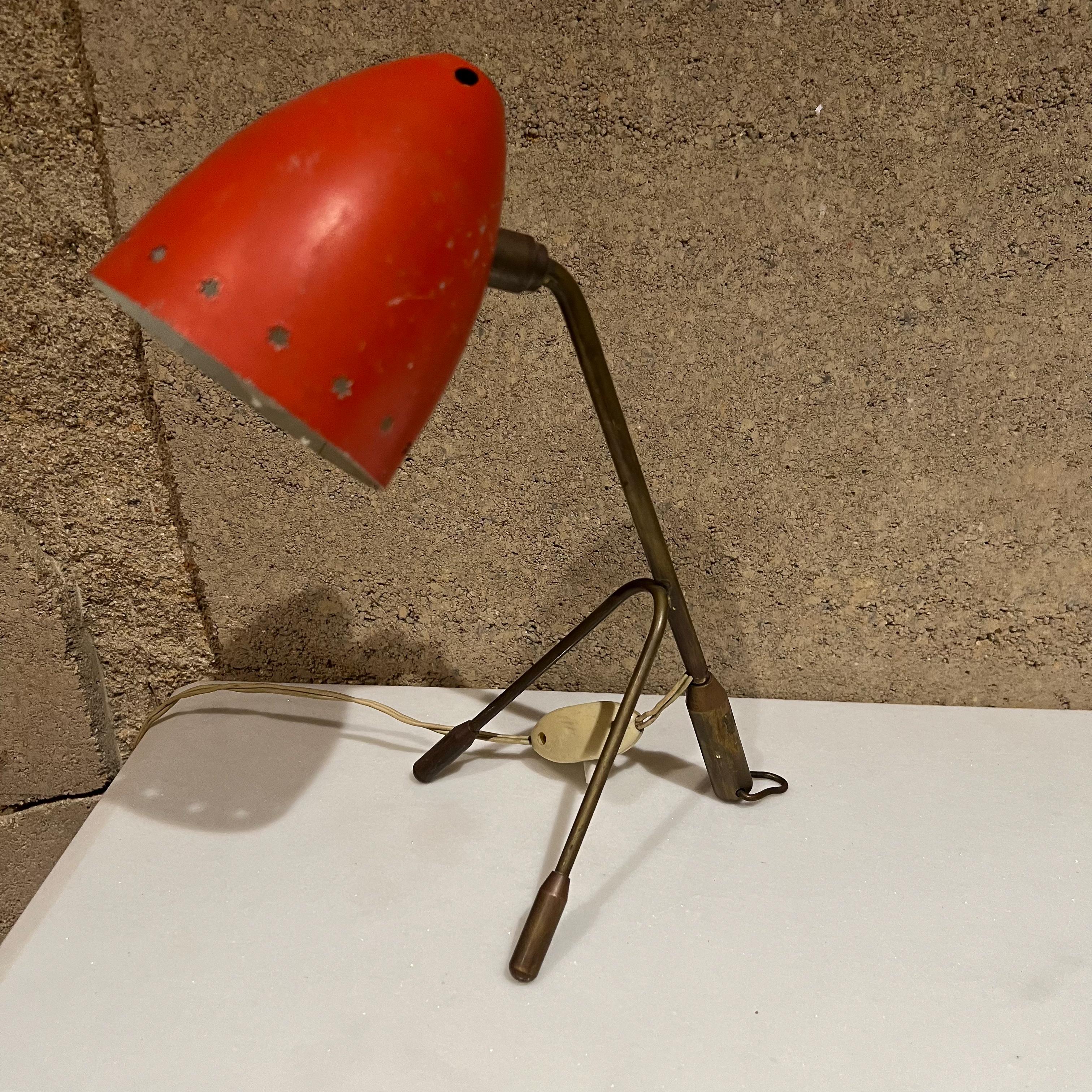 French 1950s Style of Pierre Guariche Vintage Red Desk Table Lamp from France For Sale