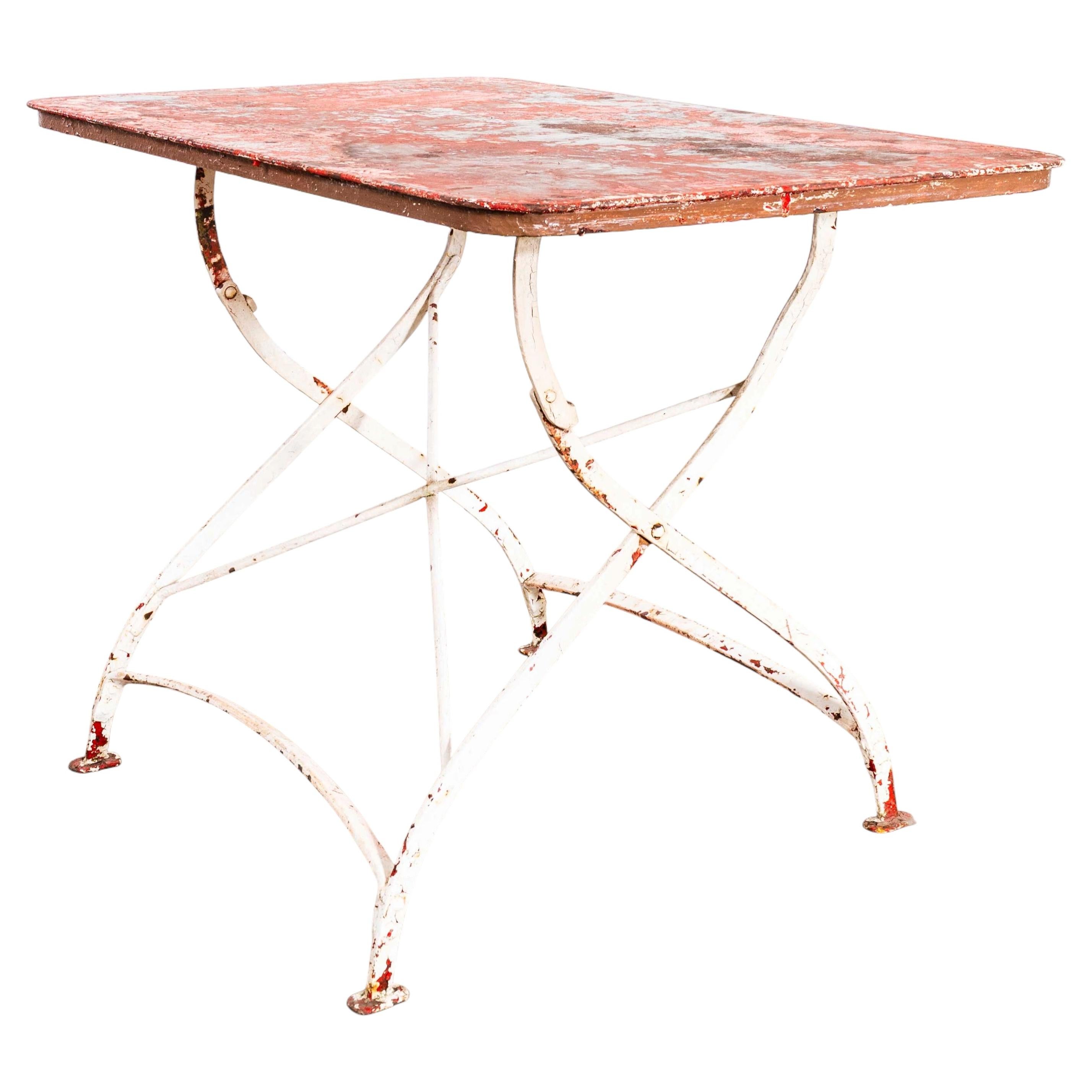 1950's Red Top Heavy Weight French Garden Folding Table