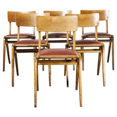 1950
s Red Upholstered Bistro Chairs, Set of Six Retro 1950
s Red Upholstered Bistro Chairs, Set of Six