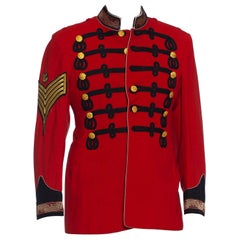 Vintage 1950S Red Wool Men's Formal Military Jacket With Black & Gold Trim