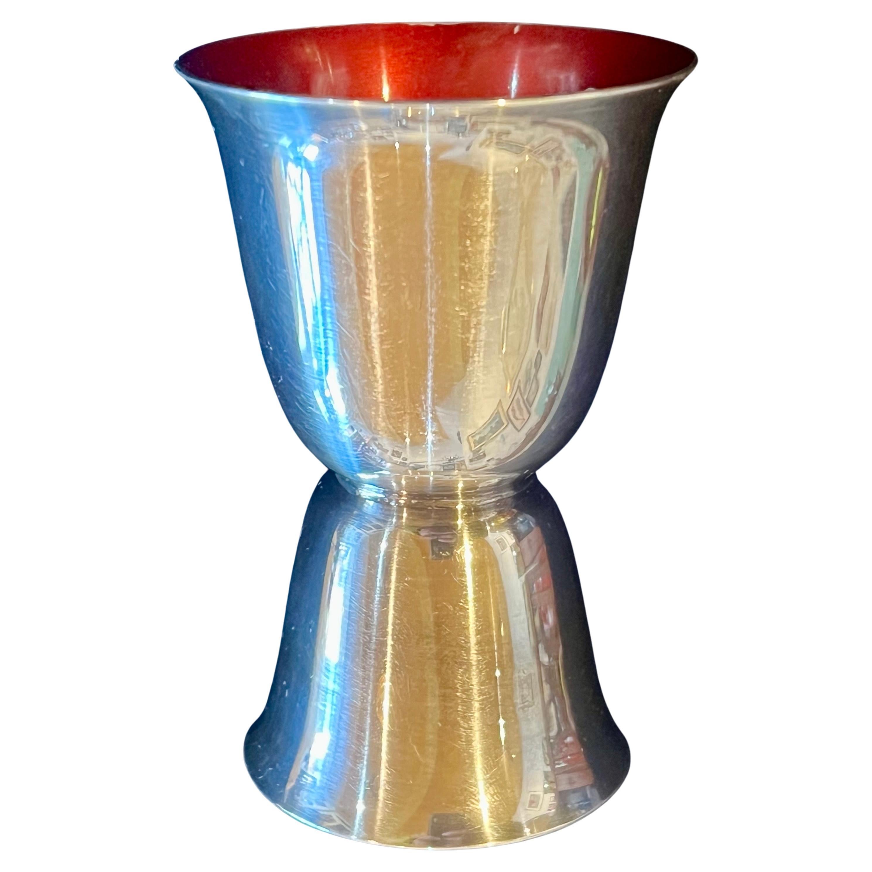 Reed & Barton 1950 Double Jigger Cup Red &Teal Green Enamel- Silver Plate #231