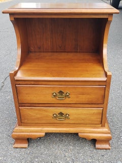 1950s Refinished Chippendale Tiered 2-Drawer Light Wild Cherry Nightstand