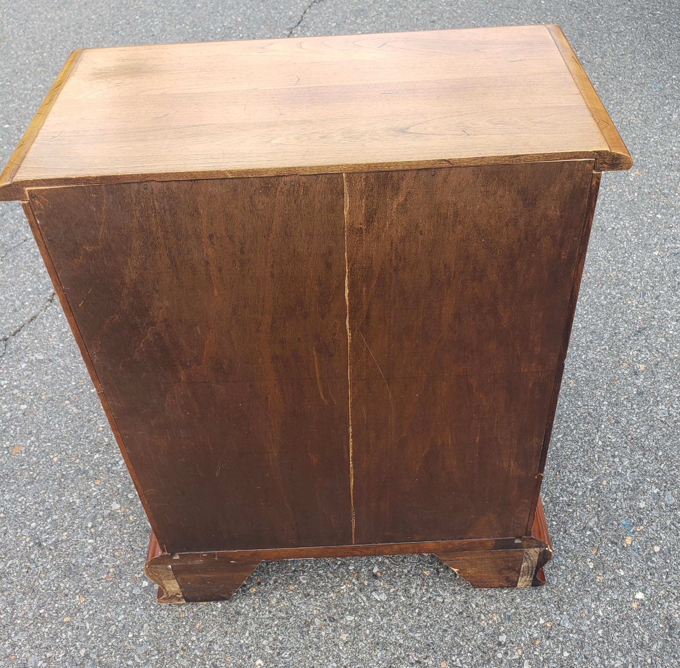 1950s Refinished Chippendale Tiered 2-Drawer Light Wild Cherry Nightstand In Good Condition For Sale In Germantown, MD