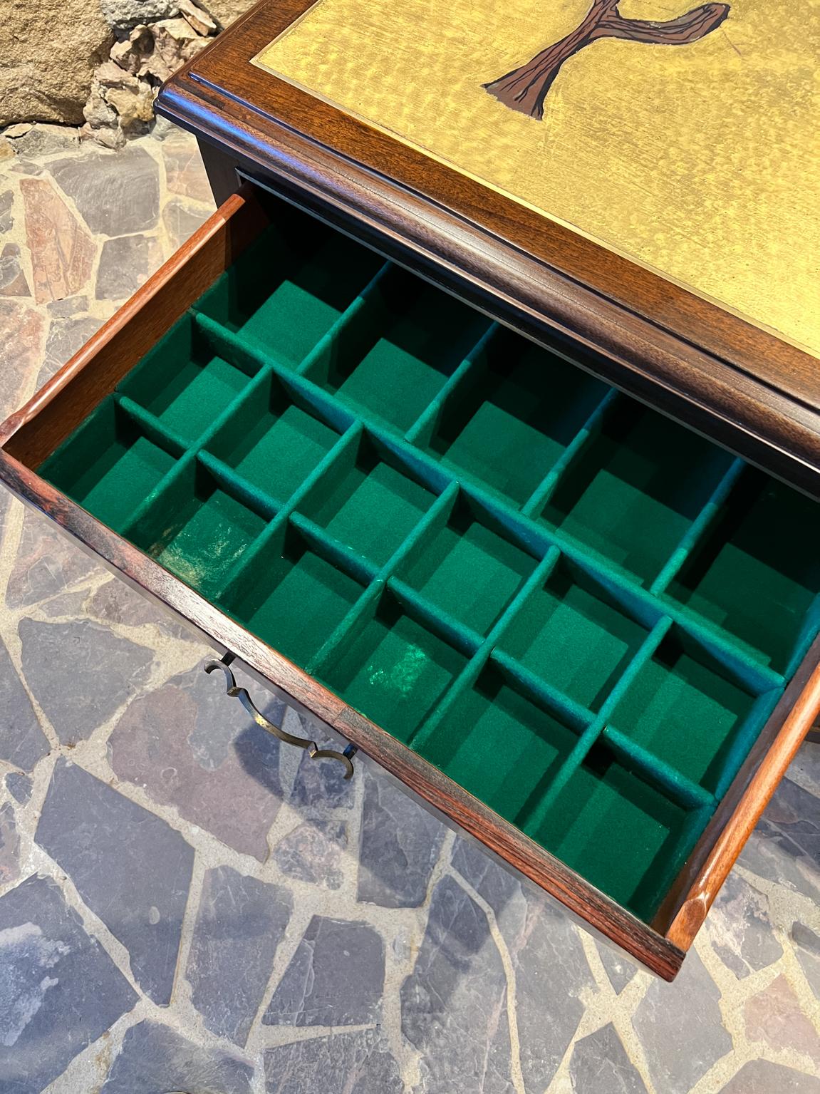 1950s Cómoda Pani a Medida-Credenza Palo de Rosa Hoja de Oro Bronce Ciudad de México en venta 8