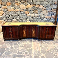 1950s Custom Pani Dresser-Credenza Rosewood Goldleaf Bronze Mexico City