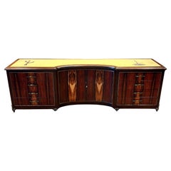 1950s Custom Pani Dresser-Credenza Rosewood Goldleaf Bronze Mexico City