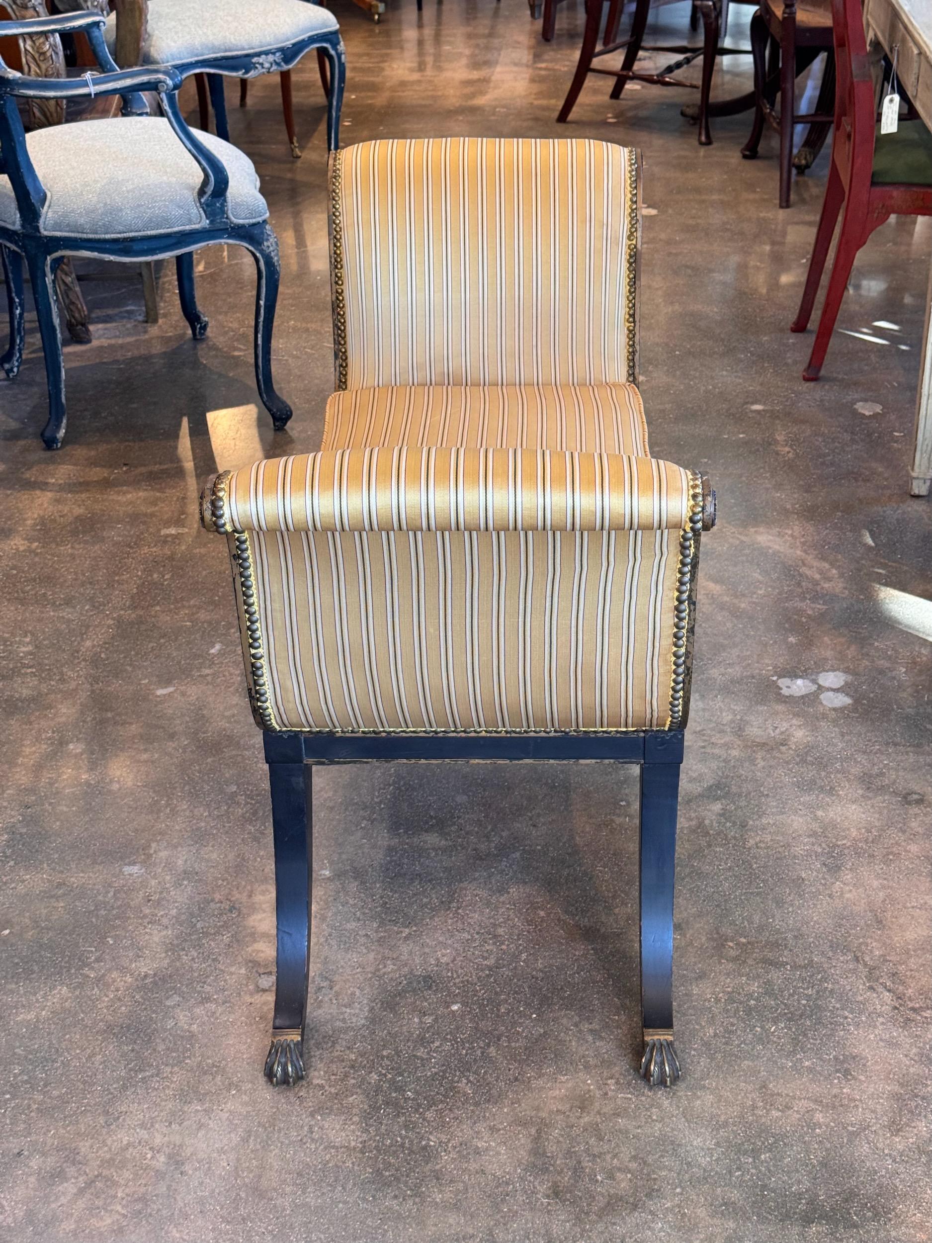 Upholstery 1950s Regency Style Bench