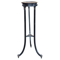 1950s Regency Style Black Painted Pedestal With Lion Mask Detail