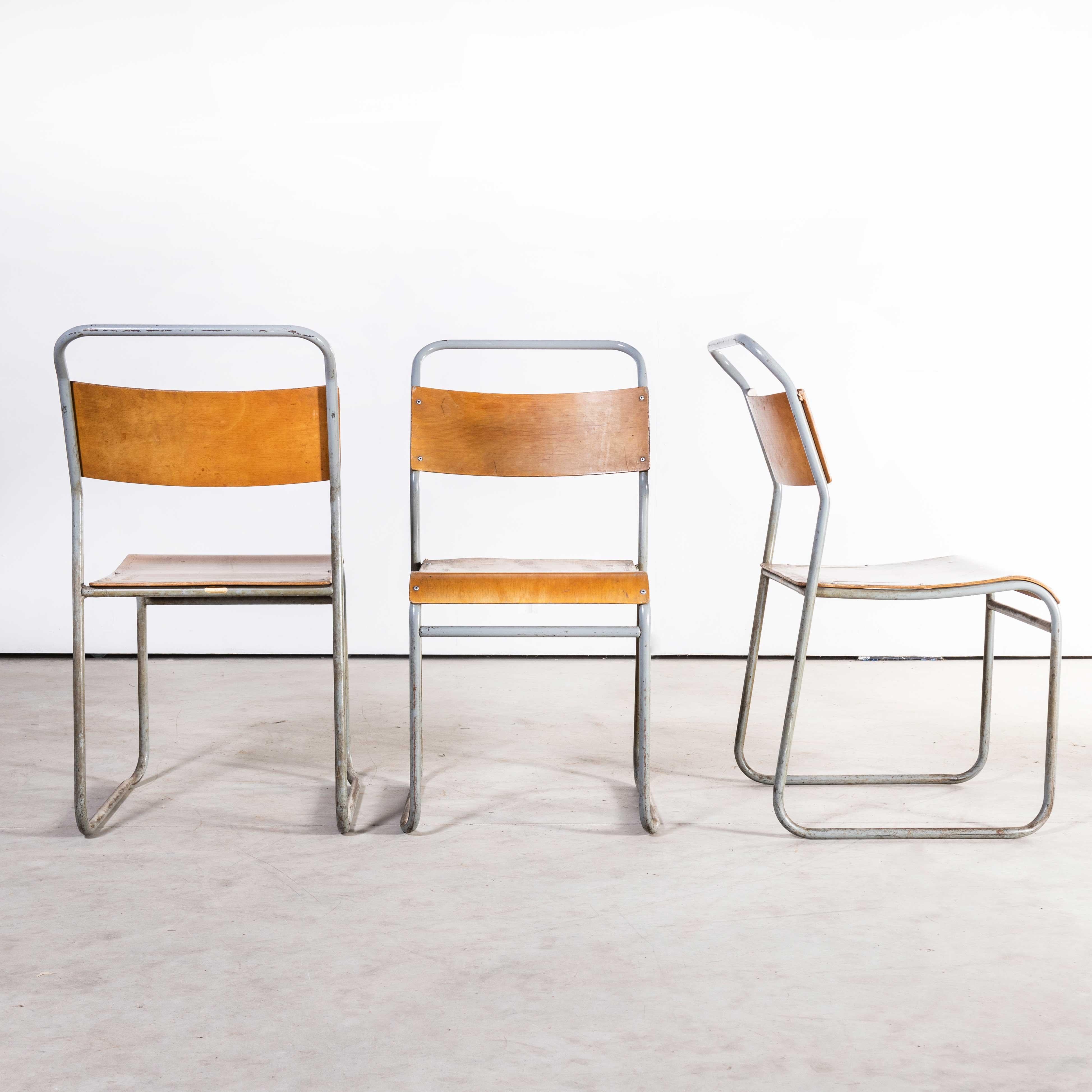 1950's Remploy Grey Tubular Metal Stacking Dining Chairs, Set of Four 6