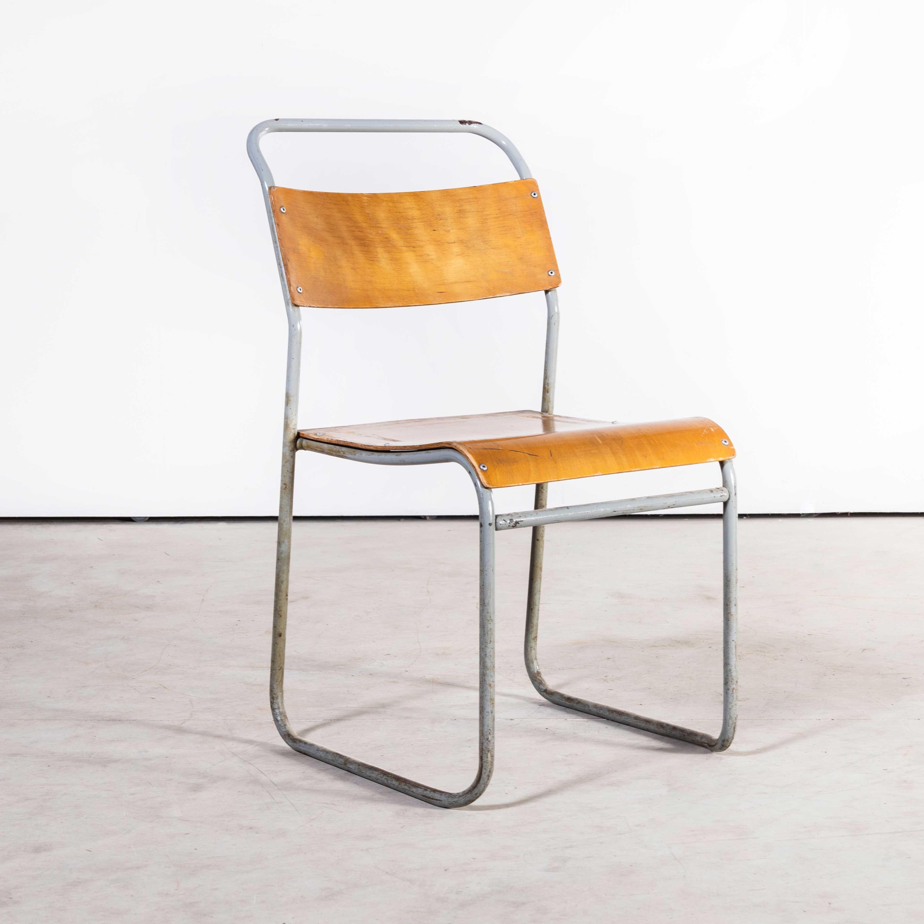 1950's Remploy Grey Tubular Metal Stacking Dining Chairs, Set of Four 2