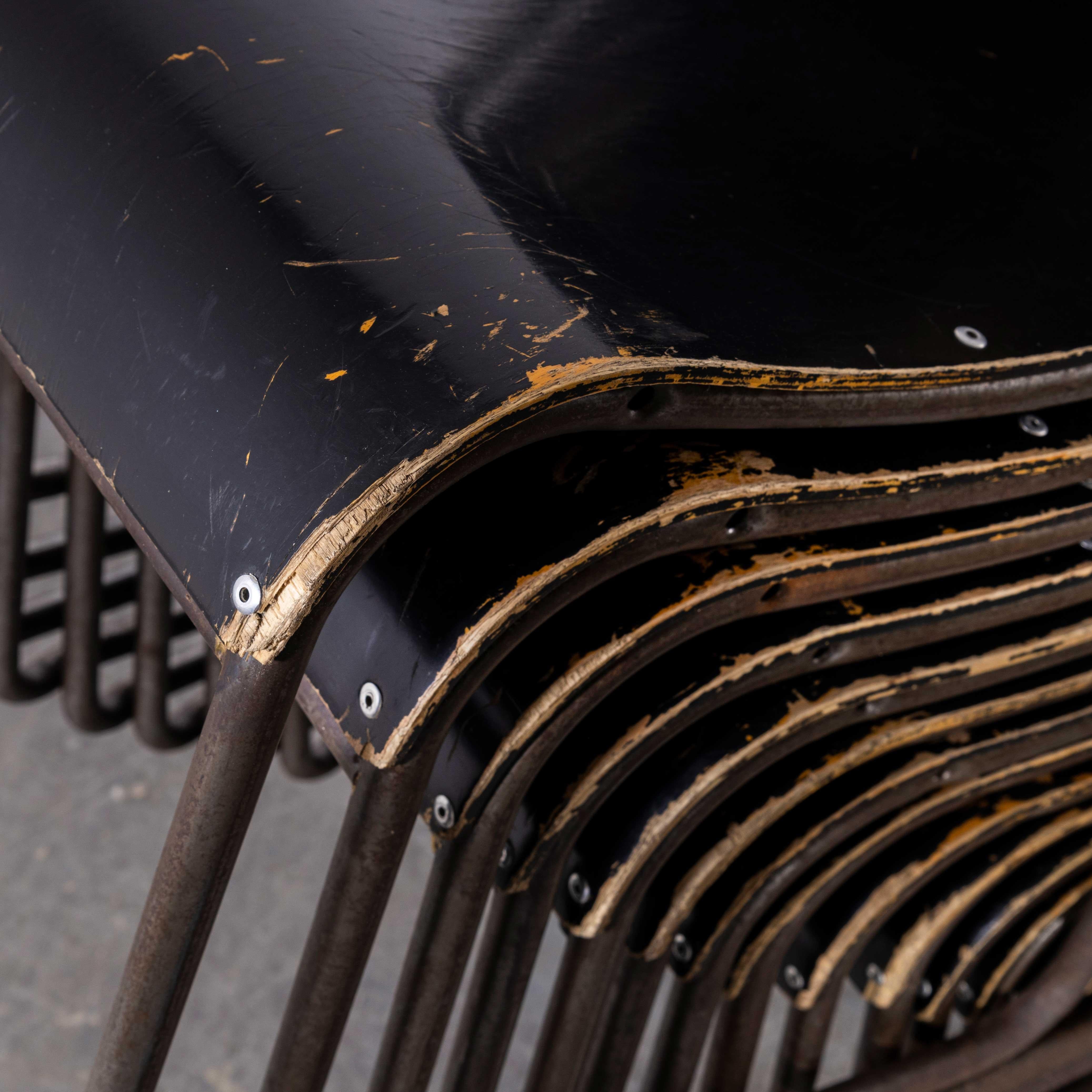 1950's Remploy Tubular Metal Black Seat Dining Chairs Set of Fourteen en vente 5
