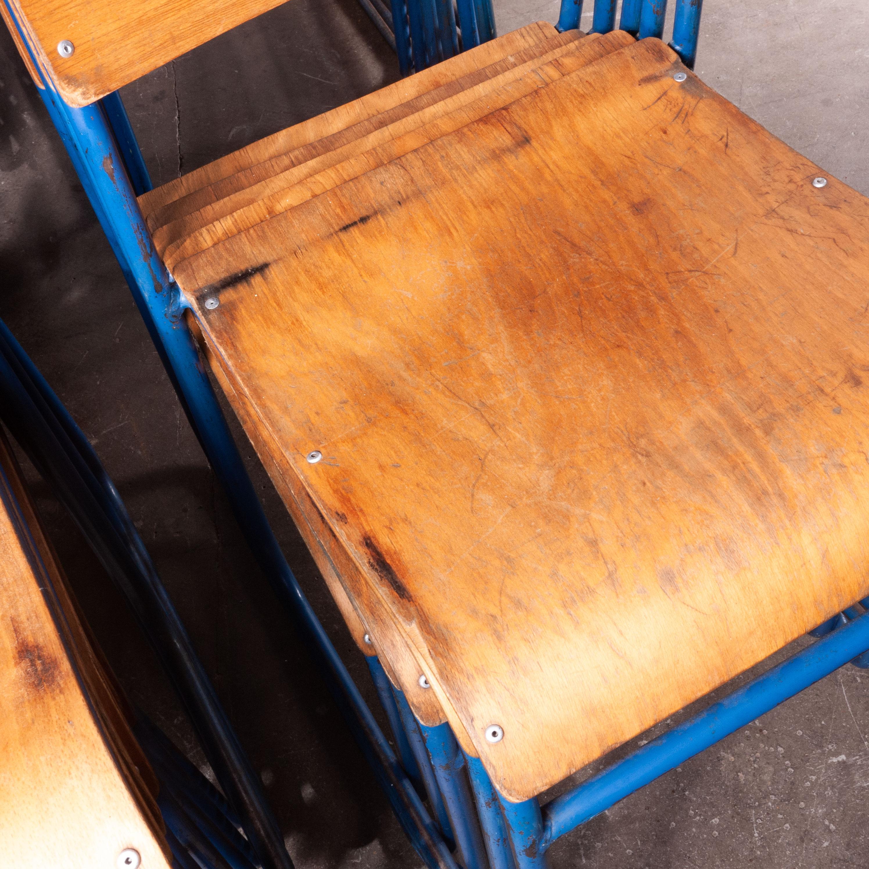 Mid-20th Century 1950s Remploy Tubular Metal Stacking Dining Chairs, Blue Frame 30+ in Stock