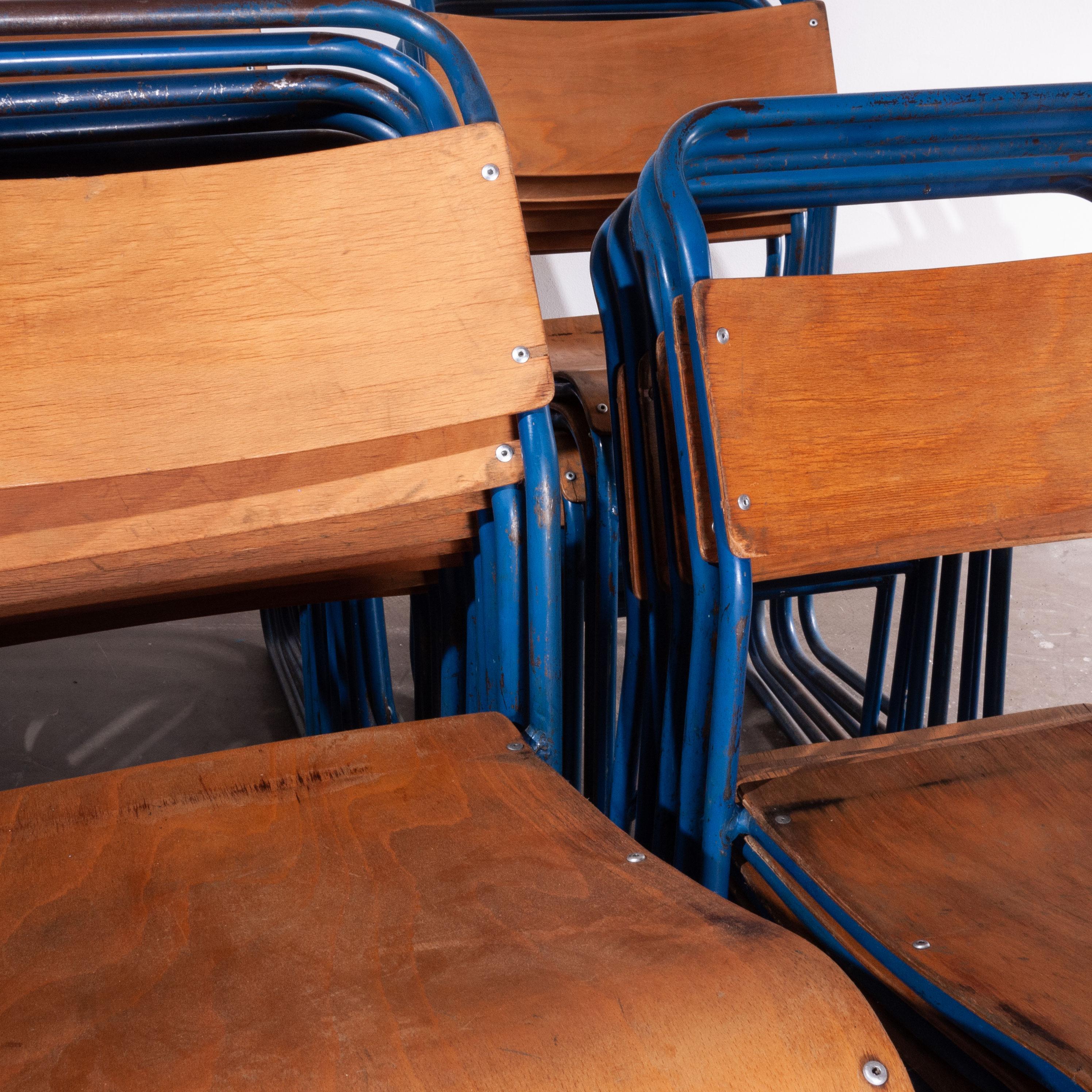 1950s Remploy Tubular Metal Stacking Dining Chairs, Blue Frame 30+ in Stock 1
