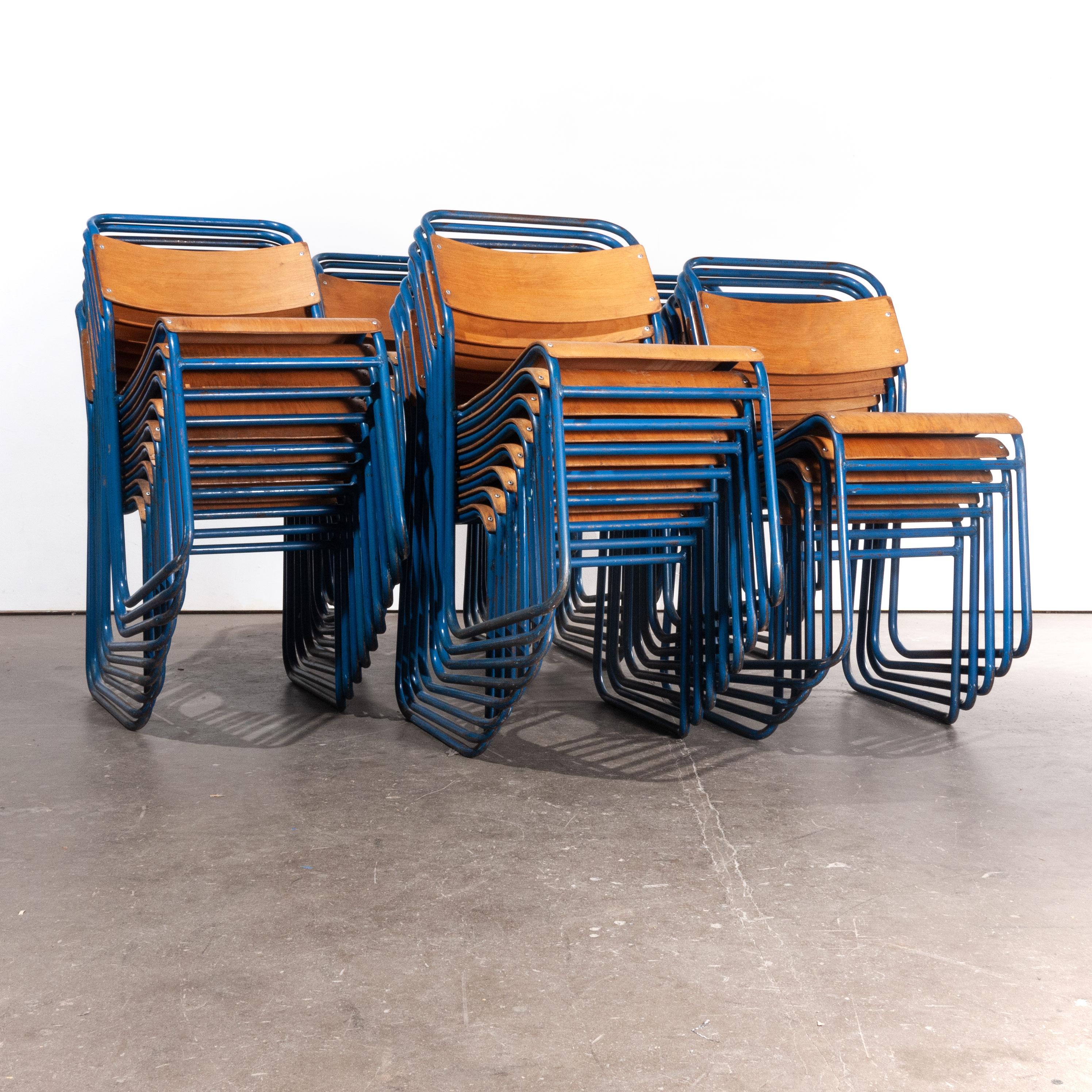 1950s Remploy Tubular Metal Stacking Dining Chairs, Blue Frame 30+ in Stock 2