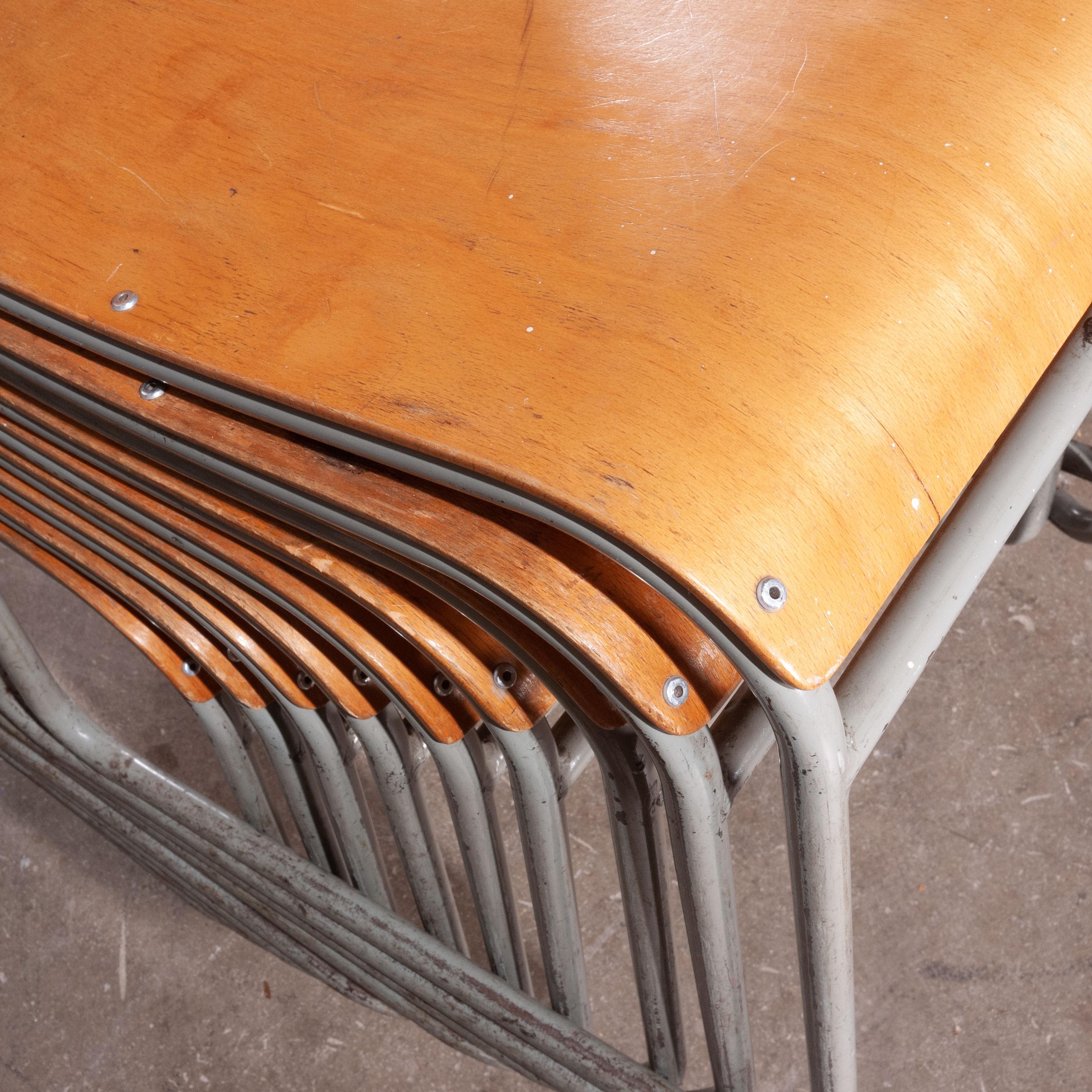1950s Remploy Tubular Metal Stacking Dining Chairs, Grey Frame 2