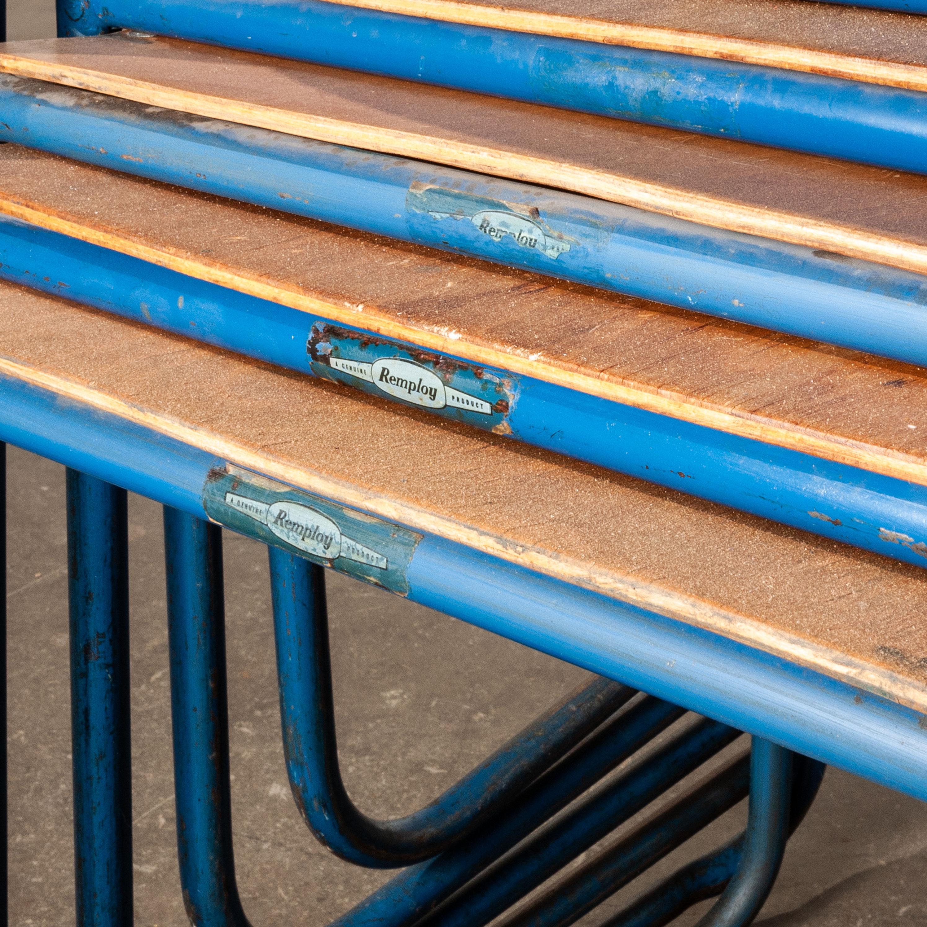 Mid-20th Century 1950s Remploy Tubular Metal Stacking Dining Chairs, Set of Ten Blue Frame