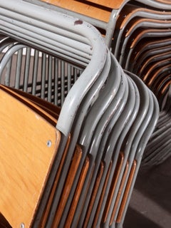 1950s Remploy Tubular Metal Stacking Dining Chairs, Set of Twenty Four