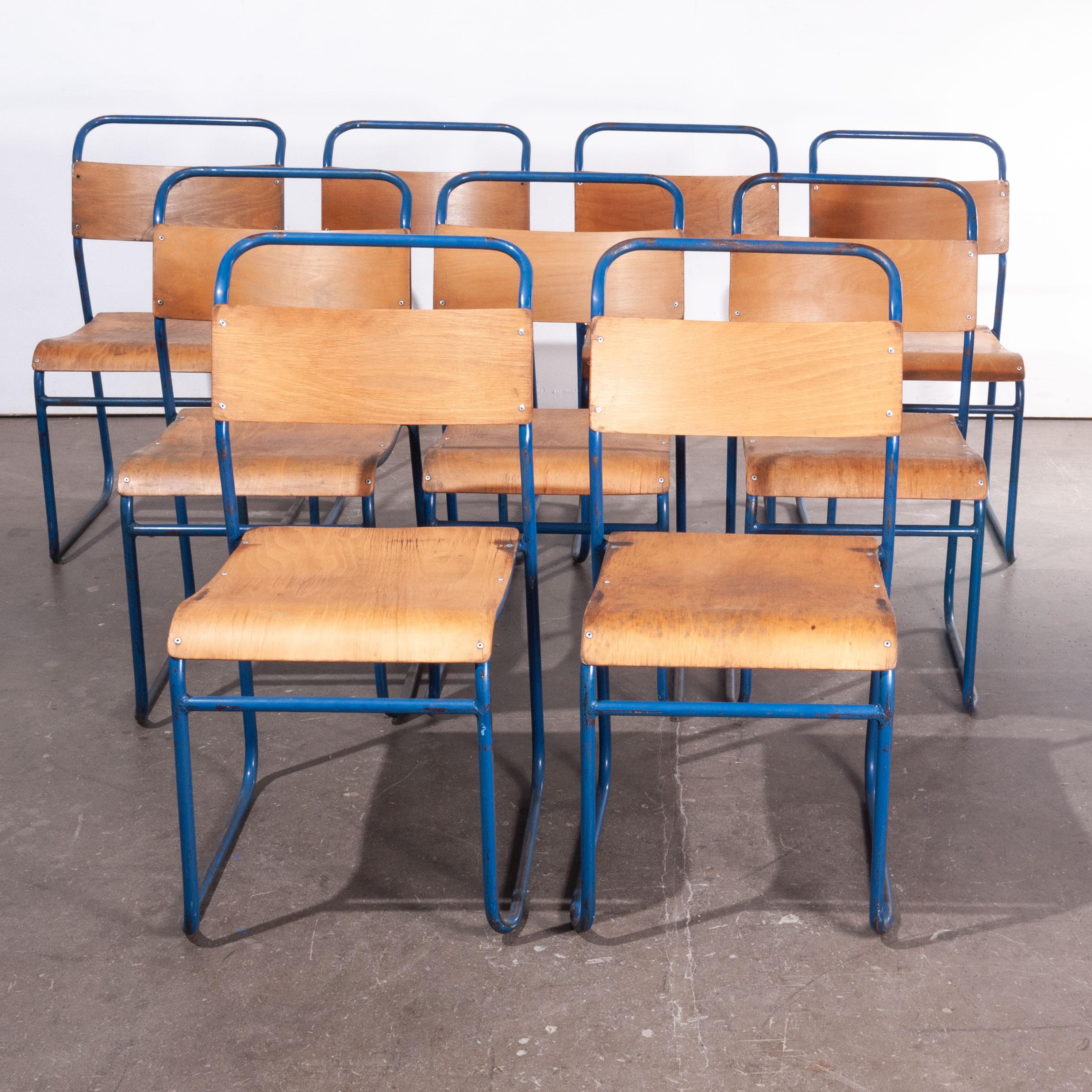 1950's Remploy Tubular Metal Stacking Dining Chairs, Set of Twenty Four In Good Condition In Hook, Hampshire