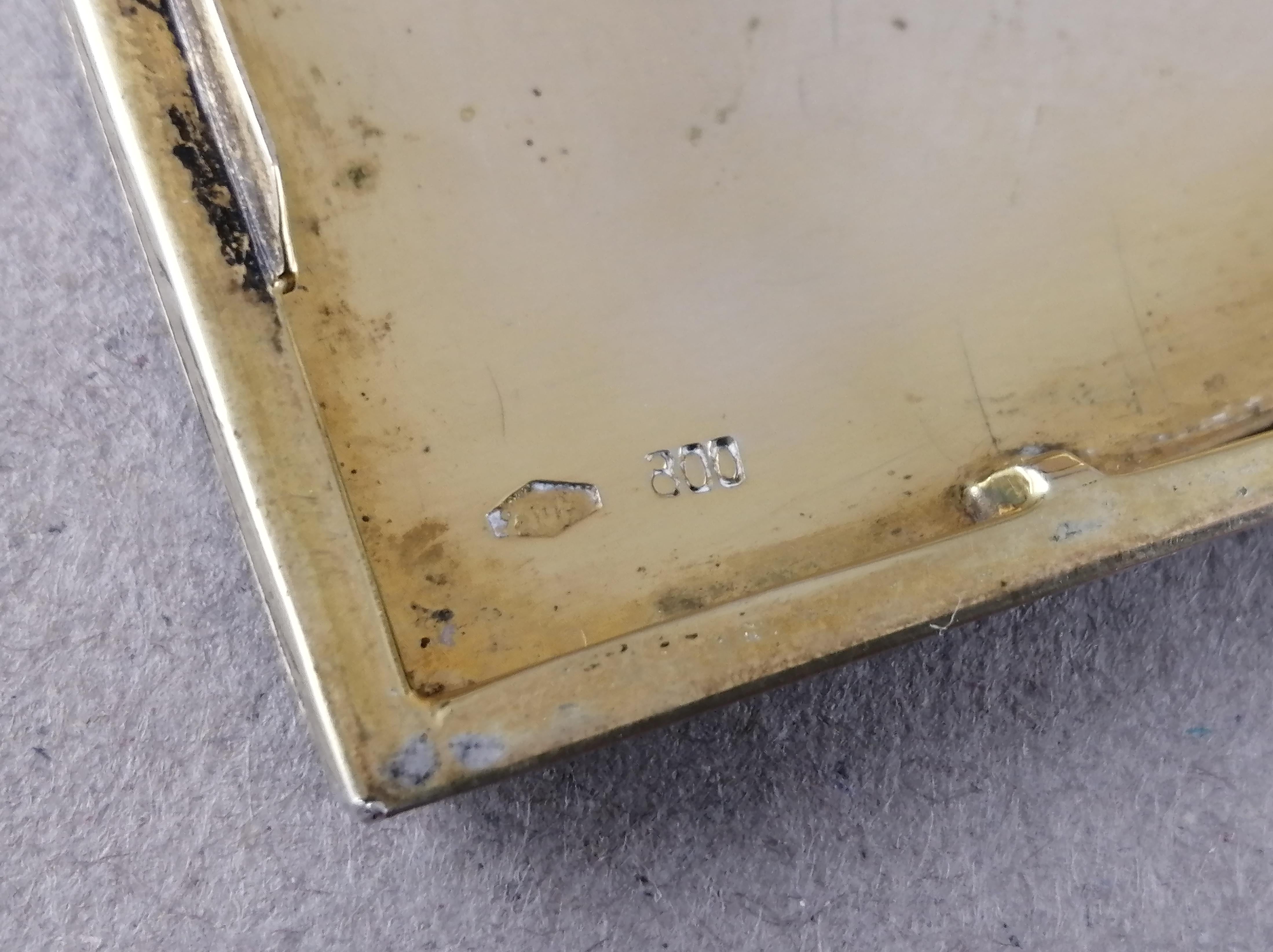 Caja de puros de plata esmaltada Renzo Cassetti .800 de los años 50 mediados del siglo XX