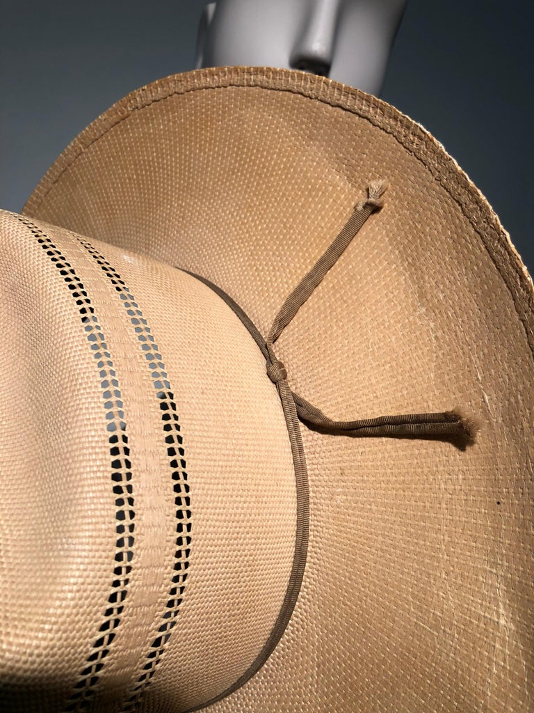 1950s Resistol Woven Straw Cowboy Western Hat W/ Leather Chin Strap at 1stDibs straw cowboy