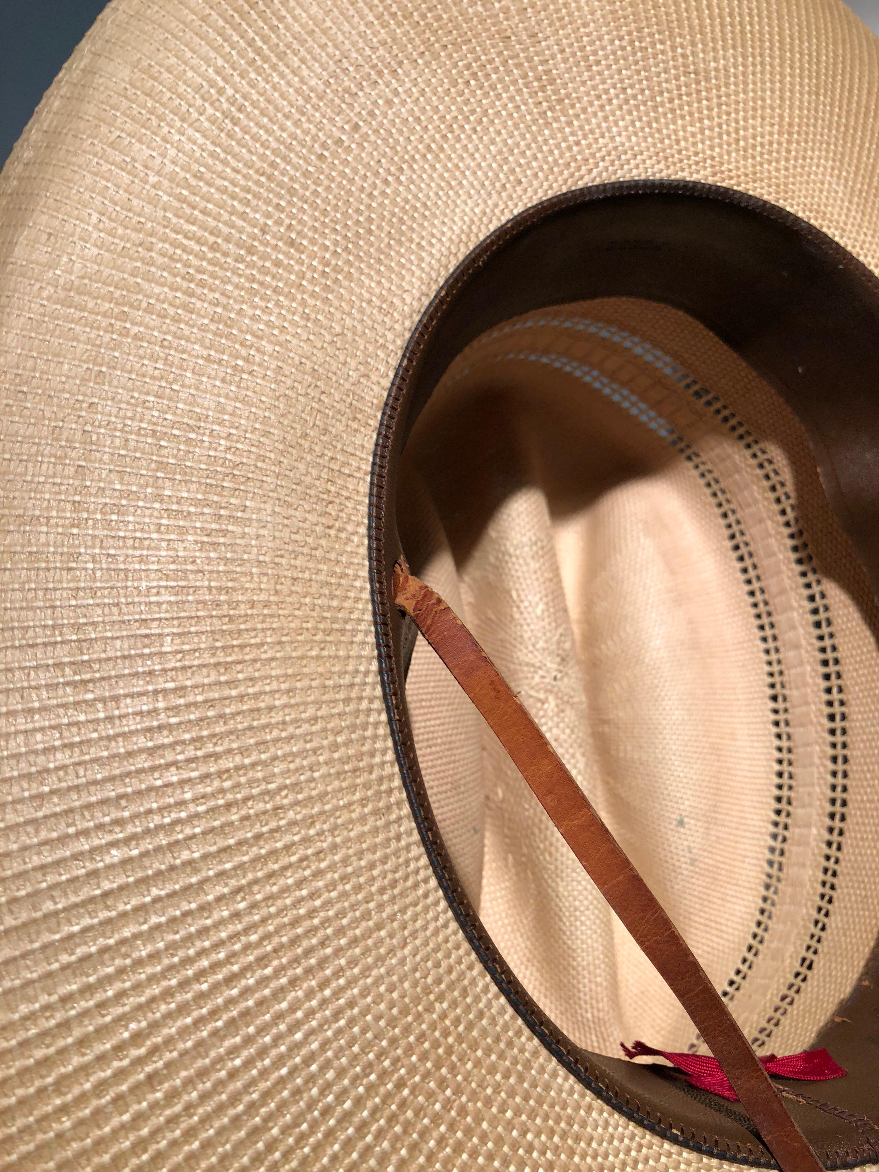 1950s Resistol Woven Straw Cowboy Western Hat W/ Leather Chin Strap 3