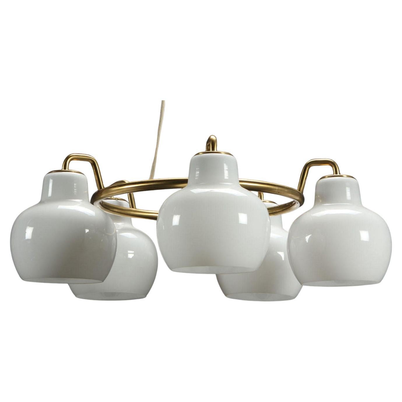 1950s Restored 1'st Edition Vilhelm Lauritzen Ring Chandelier by Louis Poulsen