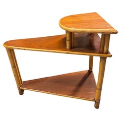 1950s Restored 3-Tier Wedge Side Table with Mahogany Tops