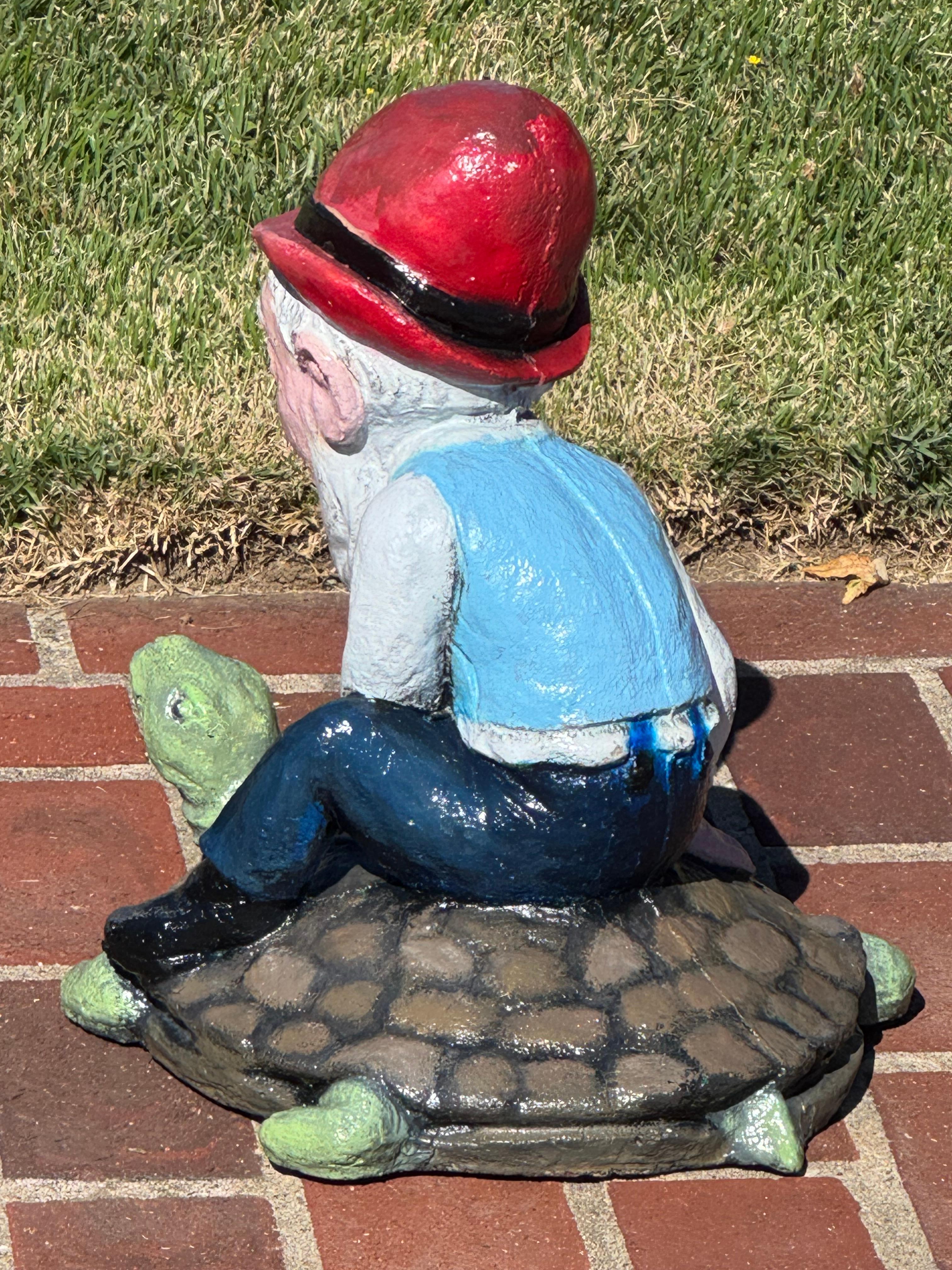 1950er Jahre restauriert Gartenzwerg & Beton Schildkröte Pflanzer Paar (Mitte des 20. Jahrhunderts) im Angebot