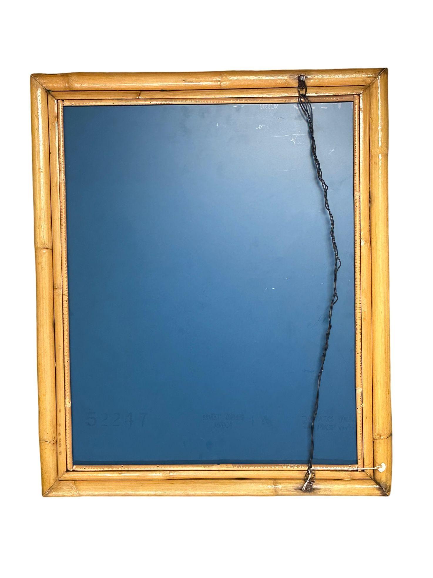 18th Century and Earlier 1950's Restored Two-Strand Rectangle Rattan Wall Mirror For Sale