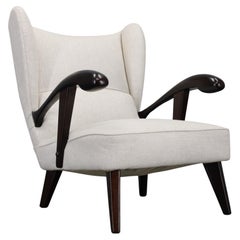 1950s Restored Wing Chair, Czechoslovakia