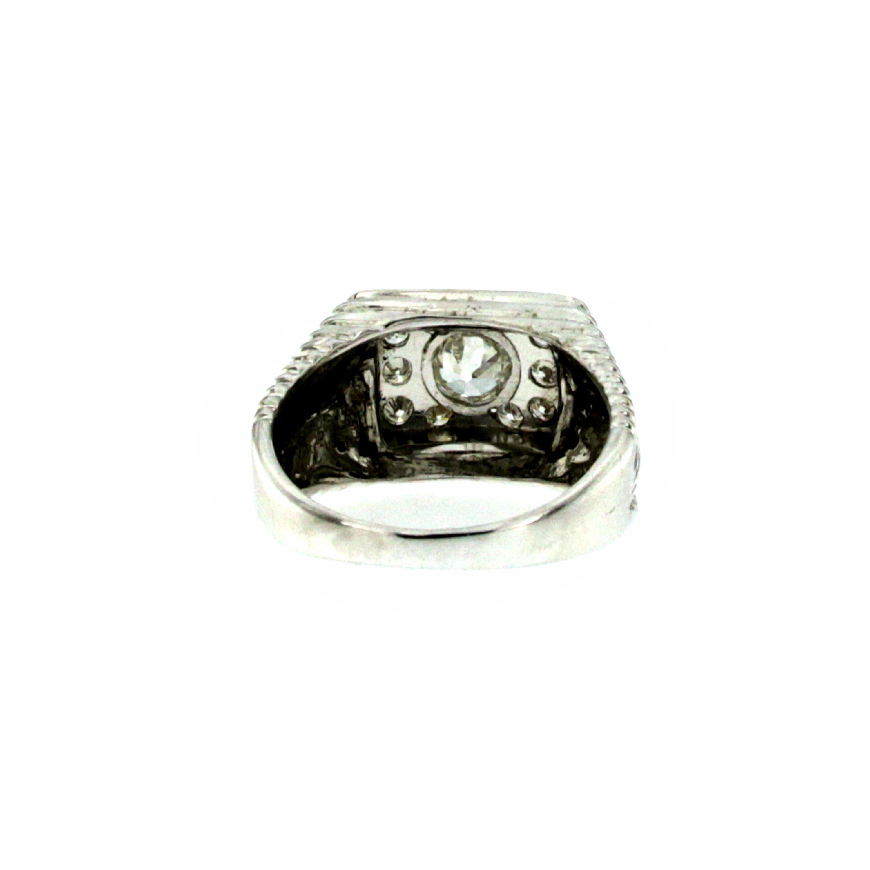 Women's or Men's 1950s Retro 1.10 Carat Diamond Gold Band Ring