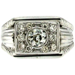 1950s Retro 1.10 Carat Diamond Gold Band Ring