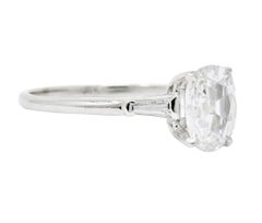1950s Retro 1.13 Carat Diamond Platinum Engagement Ring GIA