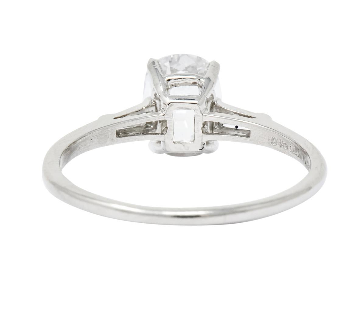 1950s Retro 1.13 Carat Diamond Platinum Engagement Ring GIA In Excellent Condition In Philadelphia, PA