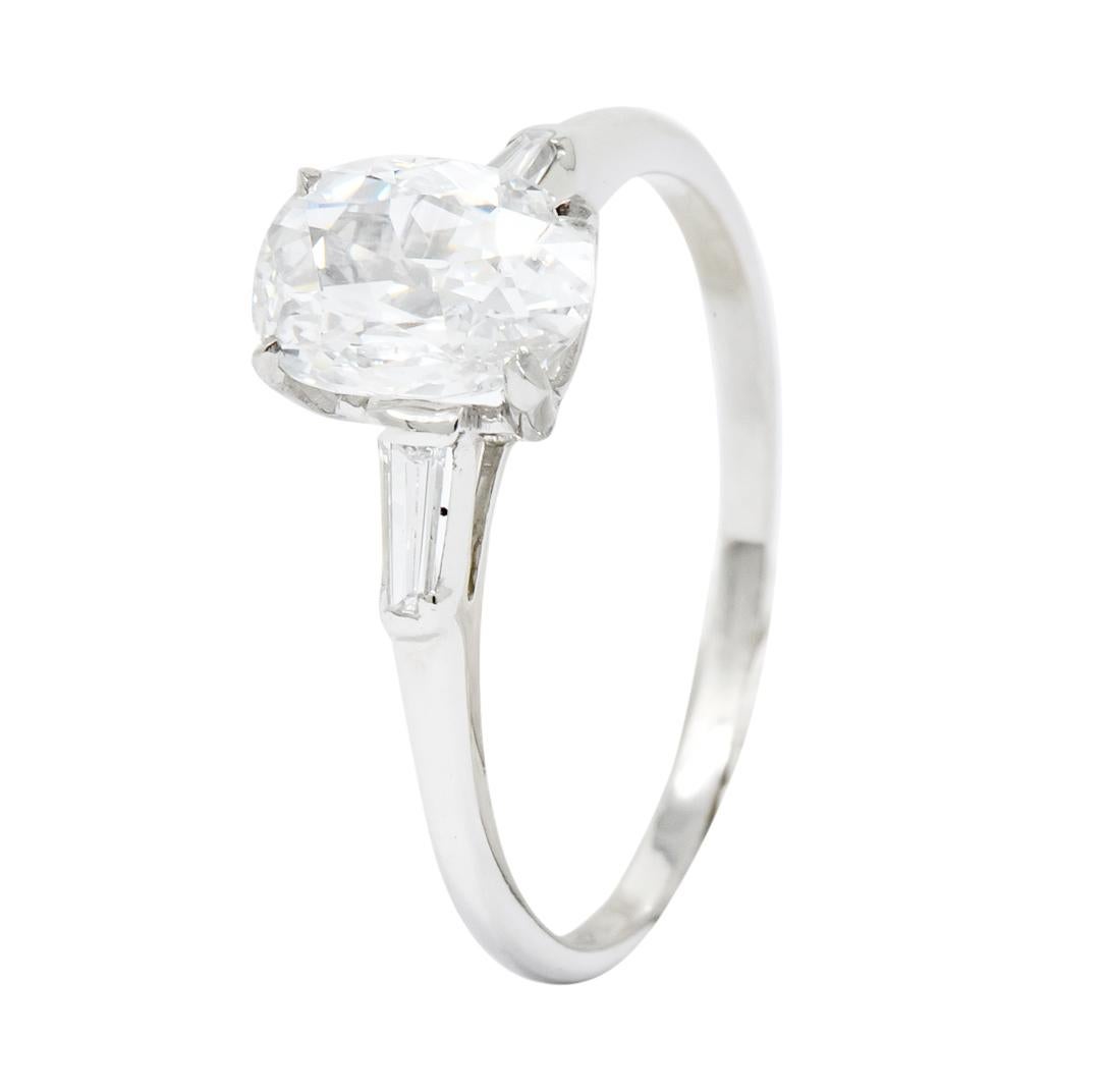 1950s Retro 1.13 Carat Diamond Platinum Engagement Ring GIA 3