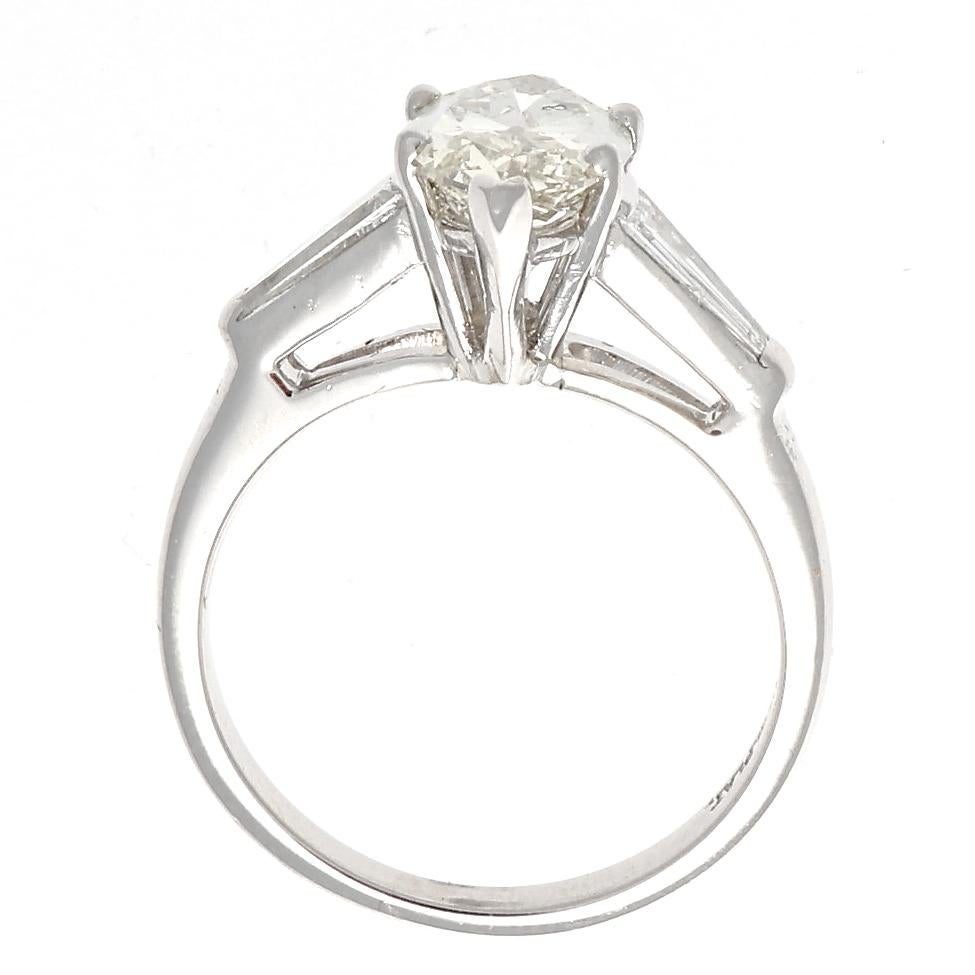 1950s Retro 1.58 Carat Marquise Diamond Platinum Ring In Excellent Condition In Beverly Hills, CA