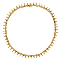 1950s Retro 18 Karat Rose Gold Flange Retro Necklace