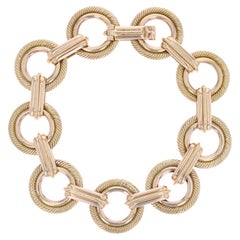 1950s Retro 18 Karat Rose Gold Round Links Bracelet