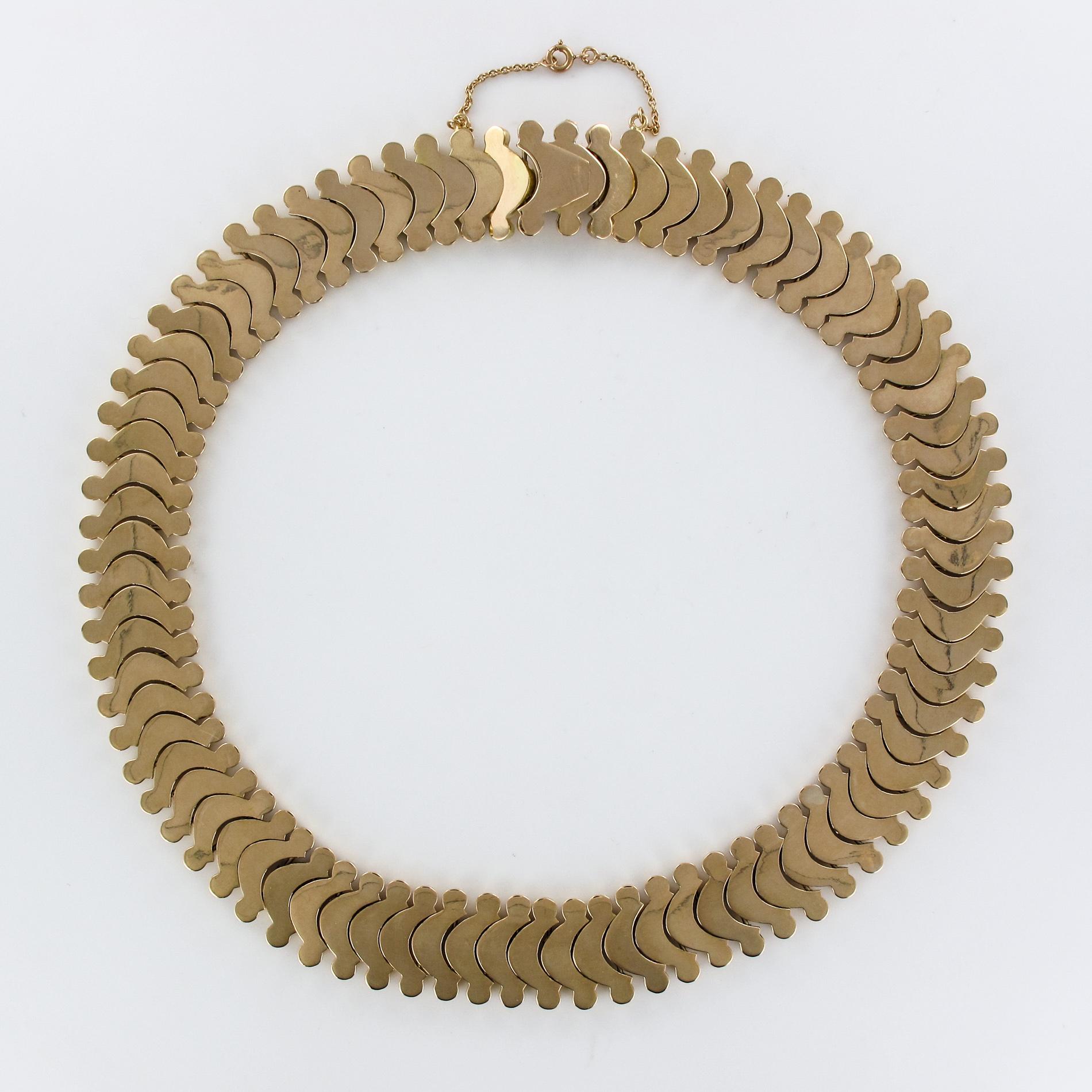 1950s Retro 18 Karat Yellow Gold Articulated Retro Necklace 10