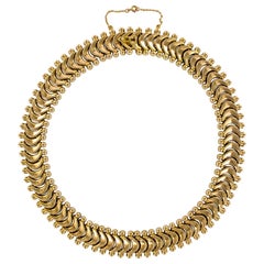 1950s Retro 18 Karat Yellow Gold Articulated Retro Necklace