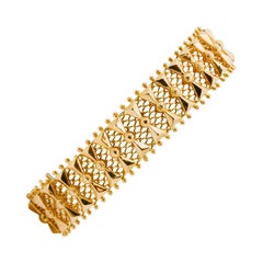 1950s Retro 18 Karat Yellow Gold Chainmail Bracelet