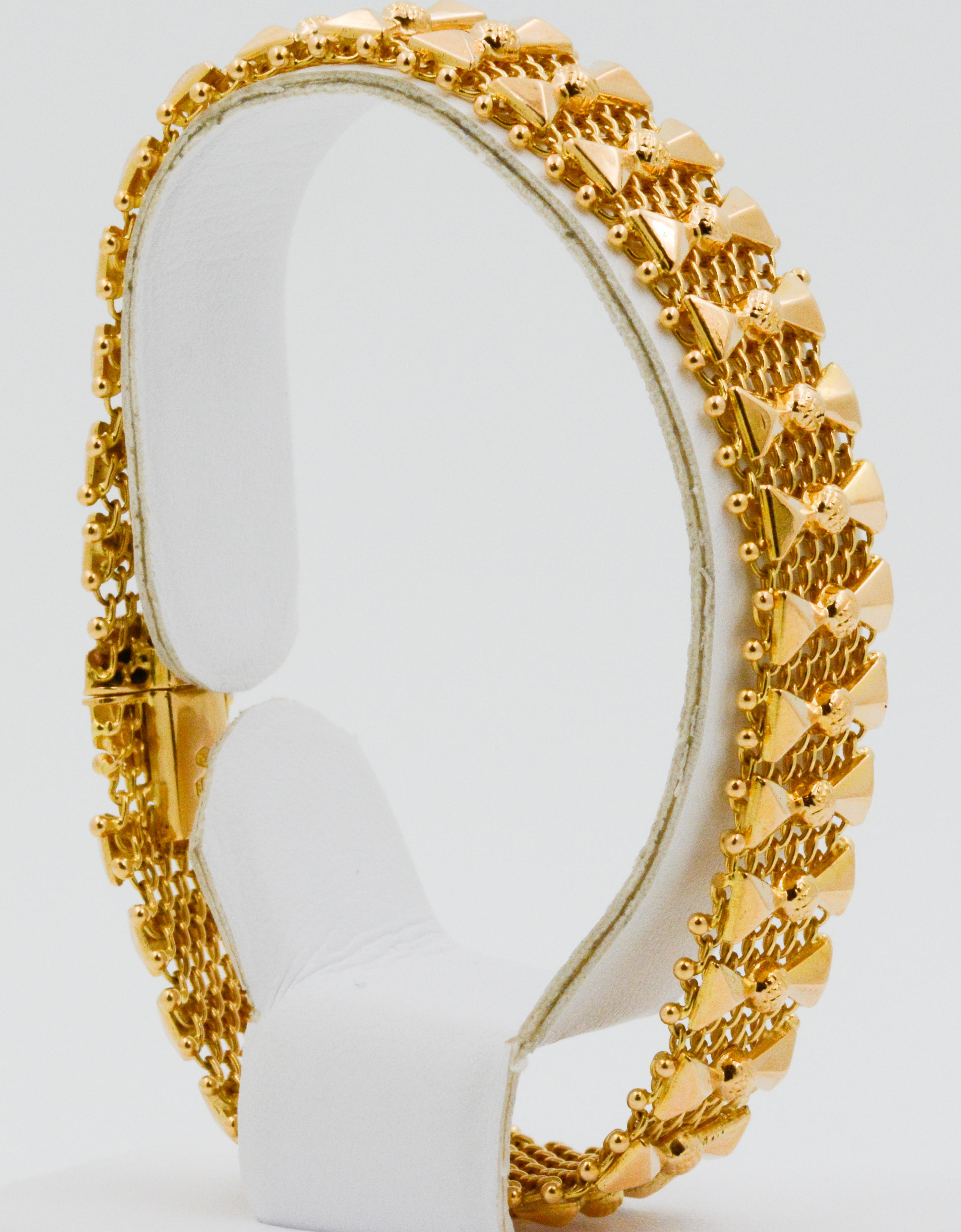 Women's 1950s Retro 18 Karat Yellow Gold Chainmail Bracelet
