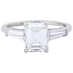 1950s Retro 2.03 Carat Diamond Platinum Three-Stone Engagement Ring GIA